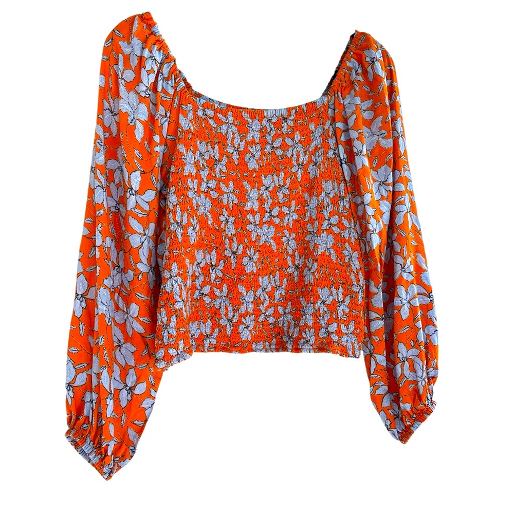 Jessica Simpson Orange and Blue Floral Blouse